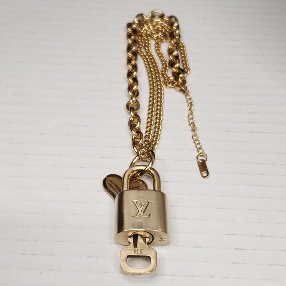 Authentic Louis Vuitton Gold Padlock Pendant w/ unbranded Stainless Steel Chain - Picture 11 of 15